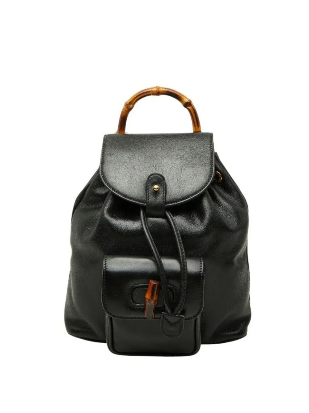 Gucci | Bags | Gucci Bambu Backpack 03 Black Leather | Poshmark display picture 3